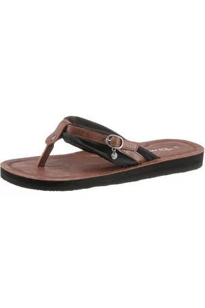 Tamaris Teenslippers Avril , zomerschoenen, flats, slippers met t-logo hanger