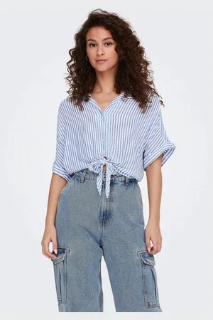 ONLY Blouse met korte mouwen ONLPAULA LIFE S/S TIE SHIRT WVN NOOS