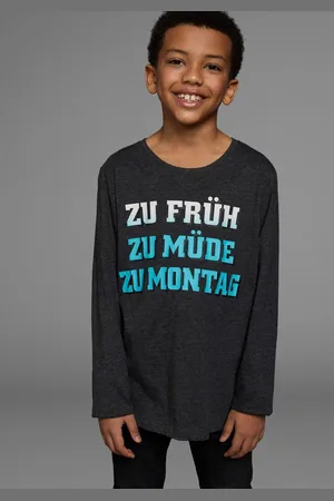 Kidsworld Shirt met lange mouwen ZU FRÜH, ZU MÜDE, ZU MONTAG Lange mouwen, basic pasvorm, met stijlvolle print, ronde hals