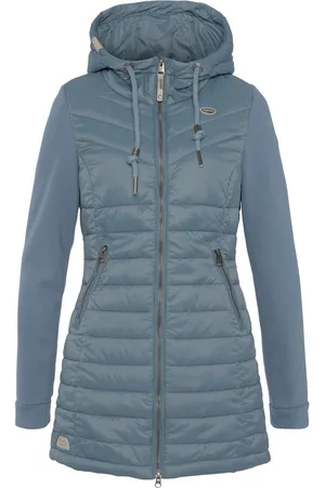 Ragwear Gewatteerde jas LUCINDA LONG modieuze materiaalmix van sweatware en verwarmende gewatteerde kwaliteit
