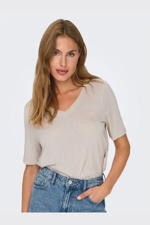 ONLY Shirt met korte mouwen ONLELISE S/S V-NECK TOP JRS NOOS
