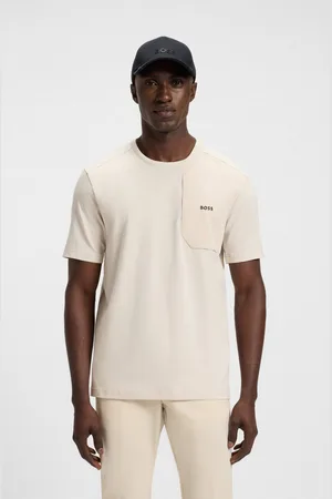 HUGO BOSS T-shirt Tee PKT Glamping met materialenmix
