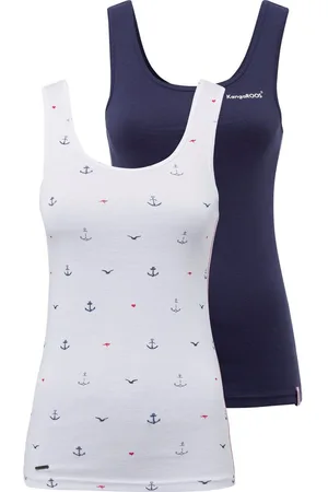 KangaROOS Geribde tanktop in een set van 2 - 1x uni + 1x gedessineerd (set, 2-delig, 2 stuks)