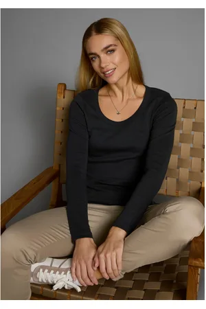 FLASHLIGHTS Shirt met lange mouwen Langarm, figuurnauwkeurig, effen, ronde hals
