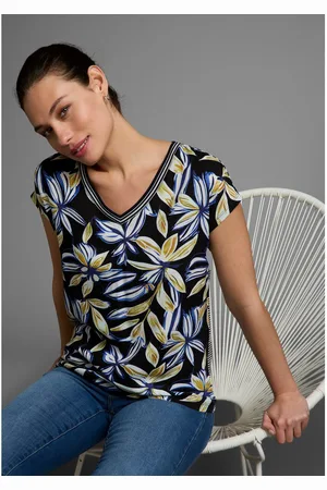 Laura Scott Shirtblouse in modieuze mix van patronen - bloemetjes & gestreept - nieuwe collectie