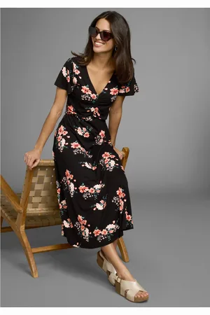 Laura Scott Midi-jurk met romantische bloemenprint en rimpeling - nieuwe collectie