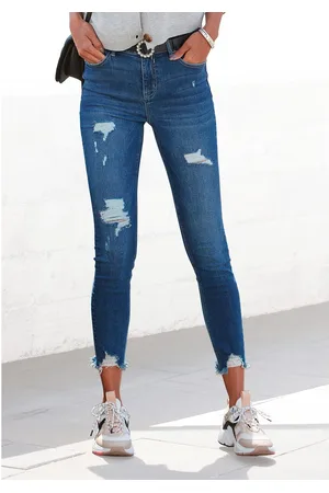 Buffalo Destroyed jeans met rafelende broekspijpen en stretchpercentage, smalle pasvorm