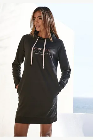 Lascana Sweatjurk Met een capuchon met capuchon en zij-ingangszakken, loungewear