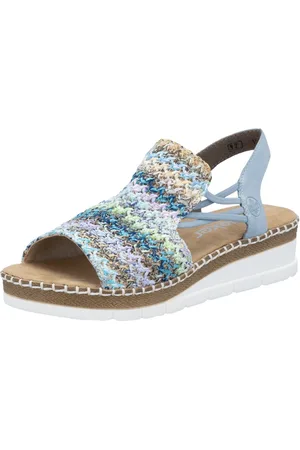 Rieker Sandalen , zomerschoen, sandaal, sleehak, in modieuze vlecht-look