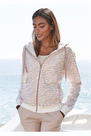 Lascana Capuchonsweatvest / sweatvest met details in rozegoud Sweatshirtjack met details in roségoud, loungewear