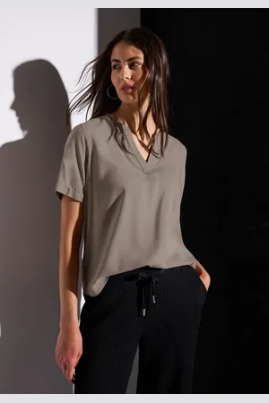 Street one Blouse met korte mouwen met ingesneden ronde hals