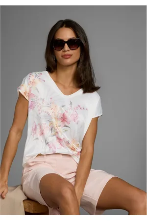 Laura Scott Shirtblouse met edel-subtiele bloemenprint op satijn - nieuwe collectie