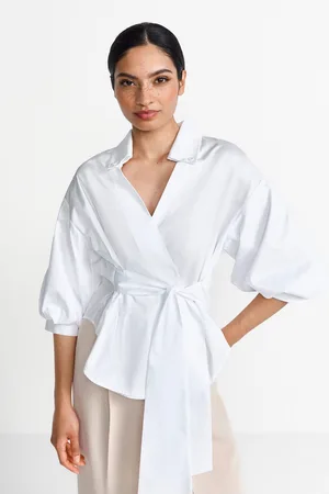 Rich & Royal Klassieke blouse Met overlappende schouder en button-down kraag