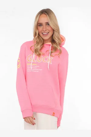 Zwillingsherz Hoodie "Geluk" met tekst geluk en kangoeroezakken