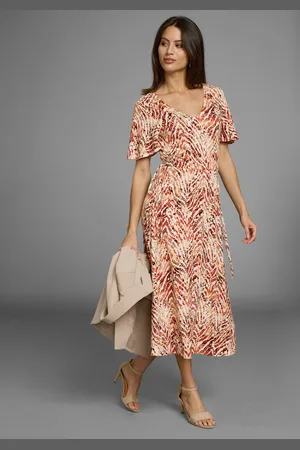 Laura Scott Midi-jurk opvallende taille met strikbinding - nieuwe collectie