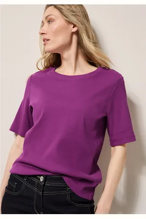 CECIL T-shirt met fijne ribstructuur