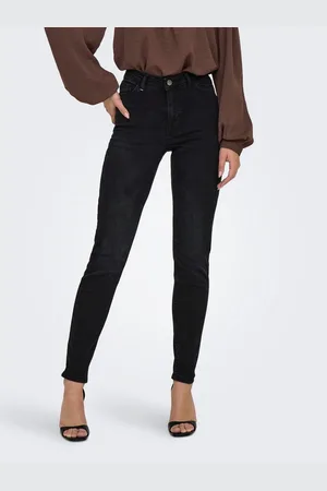 JDY Skinny fit jeans FINA MW SKINNY ANKLE JNS BLK DNM NOOS