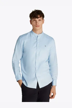 Tommy Hilfiger Overhemd met lange mouwen LINEN BLEND MAO COLLAR SHIRT