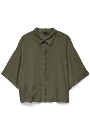 VERO MODA Overhemdblouse VMLINN LINEN 2/4 SHORT SHIRT WVN NOOS