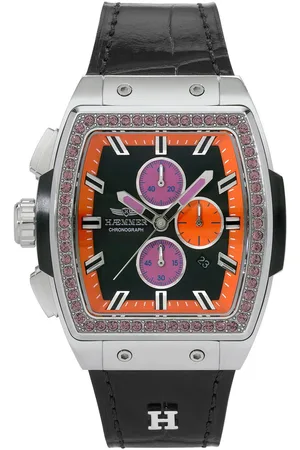Hämmer Chronograaf Quartz horloge, polshorloge, dameshorloge, leren band, geschroefde kroon, datum
