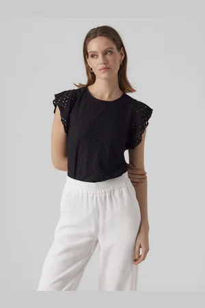 VERO MODA Shirt met ronde hals VMTASSA SL FRILL TOP NOOS