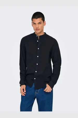 Only & Sons Overhemd met lange mouwen ONSCAIDEN LS SOLID LINEN MAO SHIRT NOOS