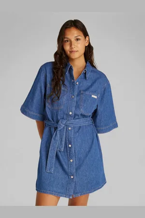 Calvin Klein Jeans jurk LINEN BOXY BELTED SHIRT DRESS