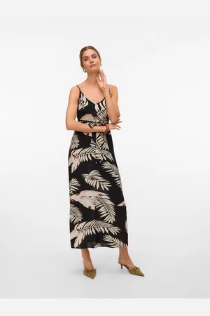 VERO MODA Jurk met spaghettibandjes VMEASY JOY SLIT MAXI V-NECK DRESS WV GA