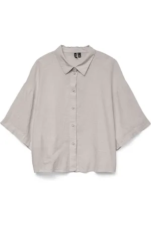 VERO MODA Overhemdblouse VMLINN LINEN 2/4 SHORT SHIRT WVN NOOS