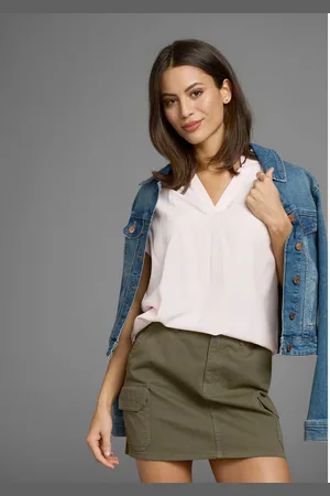 Laura Scott Blouse met korte mouwen met verbrede schouders