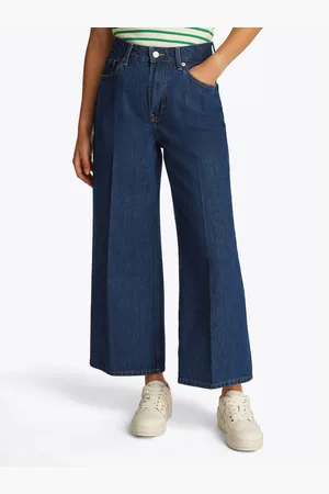 Tommy Hilfiger Wijde jeans WIDE LEG HW LOU met logo-badge, met nagels, met persplooien