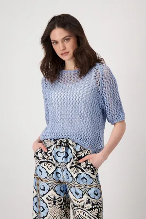 monari Gebreide trui Pullover met ajourband