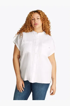 Tommy Hilfiger Klassieke blouse CRV ESS LI COLLARLESS S/S BLOUSE