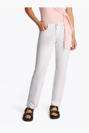 Tommy Hilfiger Straight jeans CLASSIC STRAIGHT RW ECRU met logo-badge, in enkel-lengte
