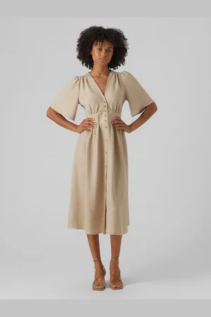 VERO MODA Midi-jurk VMMELANEY 2/4 BLK DRESS WVN NOOS