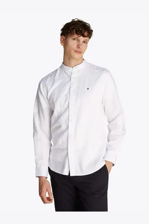 Tommy Hilfiger Overhemd met lange mouwen LINEN BLEND MAO COLLAR SHIRT