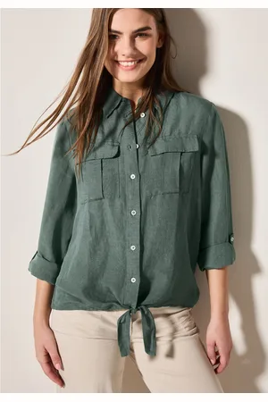 CECIL Blouse met lange mouwen met knoop bij de zoom