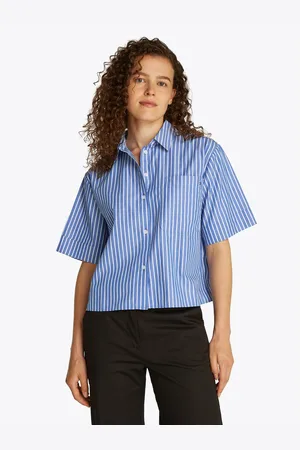 Tommy Hilfiger Shirt met korte mouwen POPLIN BOXY SHORT S/S SHIRT met borstzak, logo-borduursel