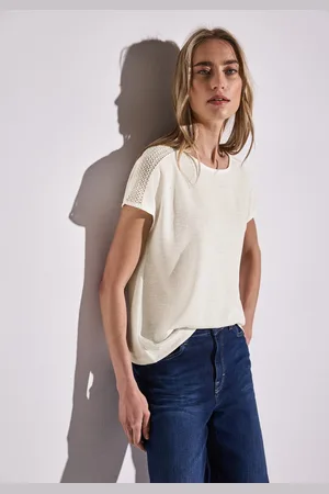 Street one T-shirt met kanten detail