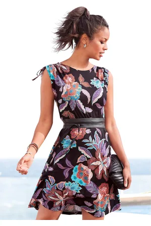 vivance collection Jerseyjurk met grote bloemenprint, licht zomerjurk, strandjurk