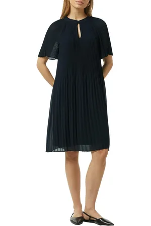 Comma, Midi-jurk gemaakt van chiffon, met plissé-vouwen