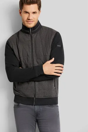 Bugatti Sweatvest in pied-de-poule patroon