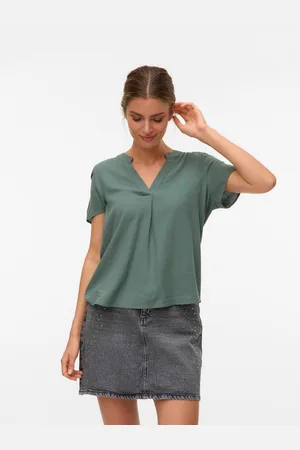 VERO MODA Shirt VMMYMILO SS V-NECK TOP WVN GA