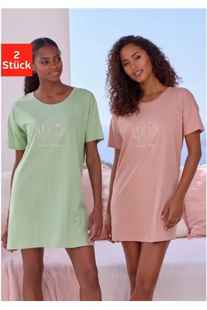 VIVANCE DREAMS Big-shirt Fijn geschetste frontprint (2-delig)