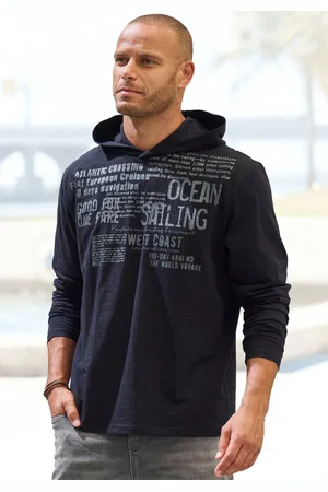 john devin Capuchonshirt Shirt bedrukt met capuchon van gestructureerde katoenkwaliteit