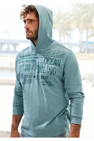 john devin Capuchonshirt Shirt bedrukt met capuchon van gestructureerde katoenkwaliteit