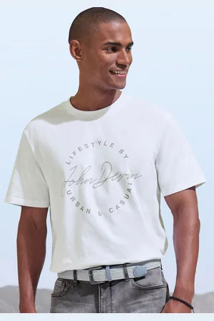 john devin T-shirt Rondhalsshirt met print van 100% katoen