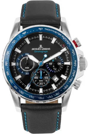 Jacques Lemans Chronograaf Liverpool Quartz horloge, armbanduhr, herenhorloge, datum, leren band
