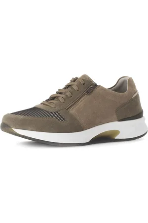 Gabor Sneakers met sleehak , vrijetijdsschoen, lage schoen, veterschoen met buitenrits, g-breedte