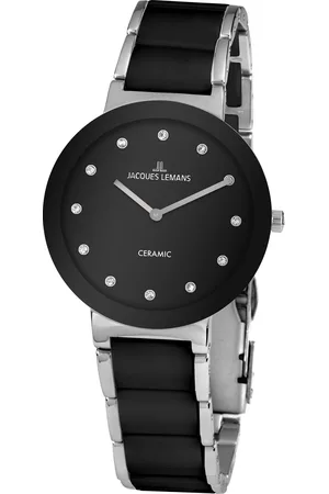 Jacques Lemans Keramisch horloge Hightech Ceramic, 42-7G Quartz horloge, armbanduhr, dameshorloge, gehard Crystex-glas, stenen